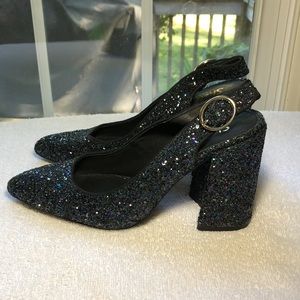 **LAST CHANCE*Like New! Shelly’s London Black Iridescent Glitter heeled shoes